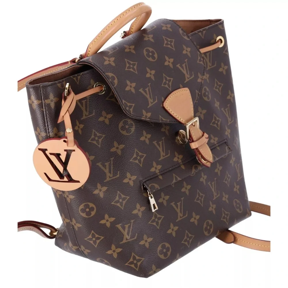 Louis Vuitton Montsouris PM Backpack Brown Monogram M45501 LV Logo Charm